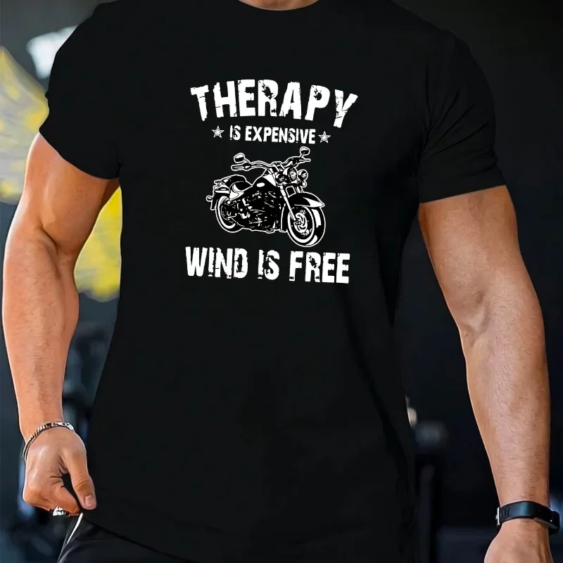 Tee Graphic Print - Motorrad-Grafik-T-Shirt für Herren, ultralegeres Design mit