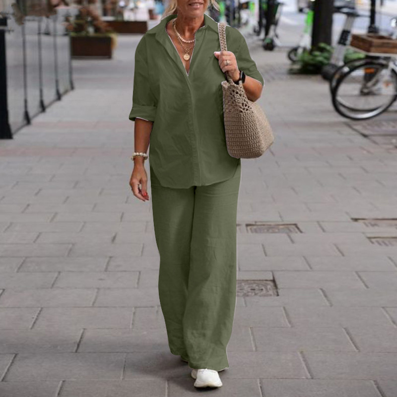 Retro-Hosen-Set für Damen, zwe – Shirt Camp Collar Bewertung und Preis