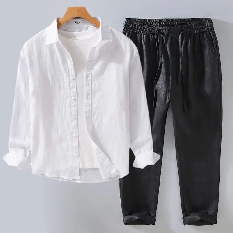 Weißes Leinen-Set Locker Sitze – Linen Shirt Breathable Bewertung und Preis