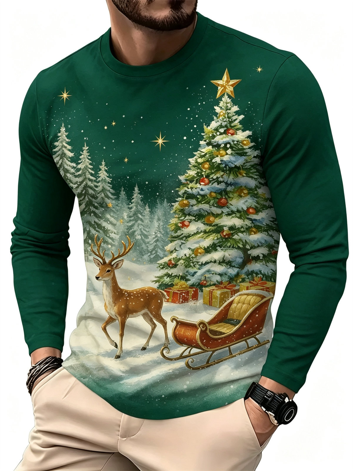 Herren Freizeitmode Langarm-T- – Tee Graphic Print Bewertung und Preis