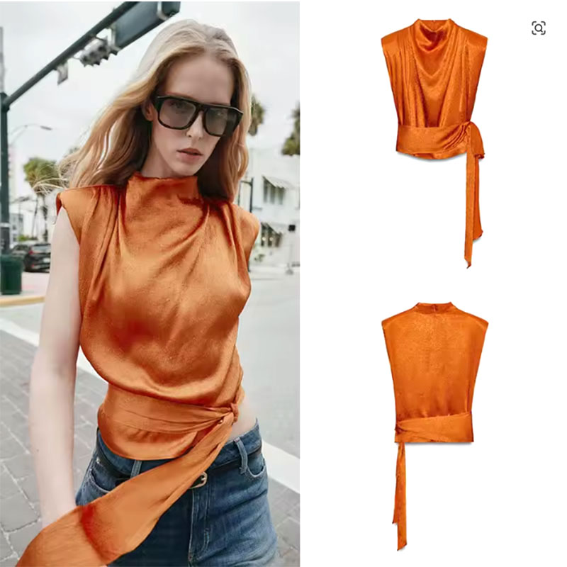 Satin-Schal-Kragen-Top ohne Är – Shirt Camp Collar Bewertung und Preis